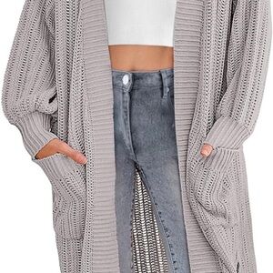 PRETTYGARDEN Women's Long Cardigan Sweater Small Gray - Size: SMALL